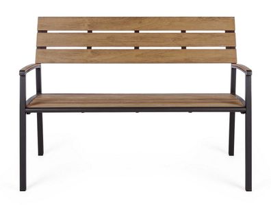 Bank Isak 123 59 x 86 cm Aluminium und Holz Sitzgelegenheit Wohnzimmer Garten