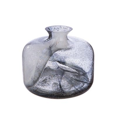 Gilde Kragenvase, "Fumo", Glas, schwarz, weiß, VE 1, H. 18.5 cm, D. 22 cm 53270