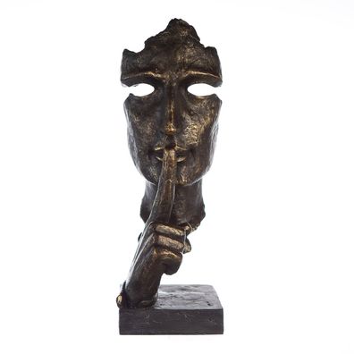 Casablanca Skulptur, "Silence", Gesichtsmotiv, Händemotiv, Poly, bronzefarben, ,