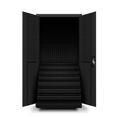 Werkzeugschrank Werkstattschrank Garagenschrank 185 cm x 92 cm x 50 cm Schwarz