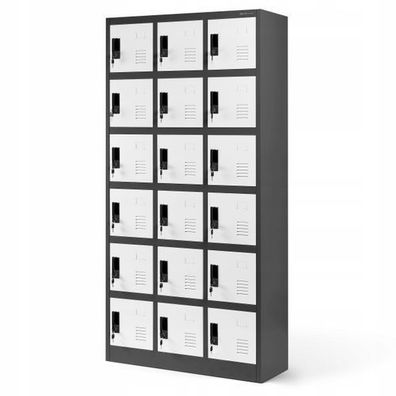 Umkleideschrank Fächerschrank Schließfachschrank 185 x 90 x 40 cm Anthrazit-weiß