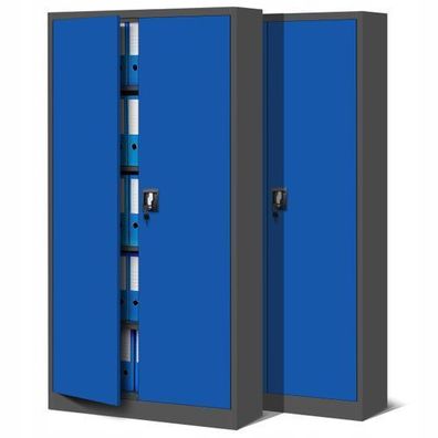 2er Set Aktenschrank Metallschrank Büroschrank 185 cm x 90 cm x 40 cm Anthrazit/Blau