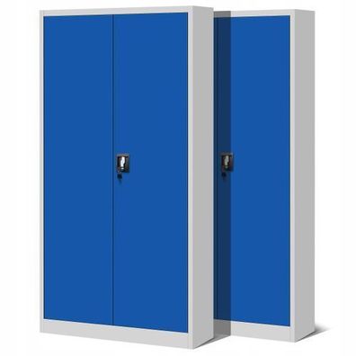 2er Set Aktenschrank Metallschrank Büroschrank 195 cm x 90 cm x 40 cm Grau/Blau