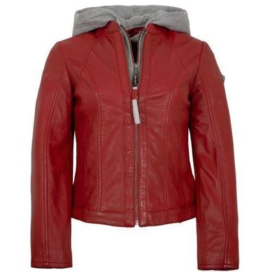 Mauritius - Damen Lederjacke Lammnappa Kapuze rot