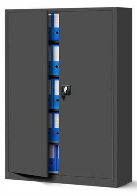 Büroschrank Aktenschrank XXL Metallschrank 185 cm x 115 cm x 40 cm Farbe: Anthrazit