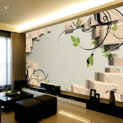 Designer Wandtattoo 3D Grüne Blätter Tapete modern Wohnzimmer Schlafzimmer 10318