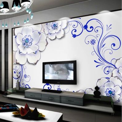 Luxus Wandbild Blaue Magnolie Vlies Tapete geruchsfrei 10326