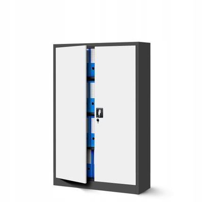 Aktenschrank Metallschrank Büroschrank 140 cm x 90 cm x 40 cm Anthrazit/Weiß