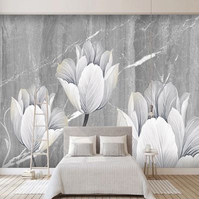 Premium 3D Wandtapete Kreative Graue Blumen Tapete Leicht Luxuriös 10330
