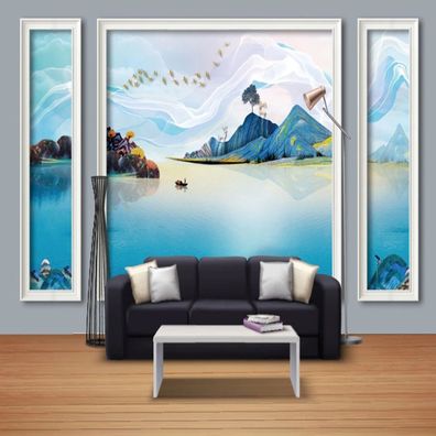 3D Fototapete Landschaft im Bilderrahmen - Kristall Relief Ölbild 10335