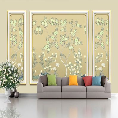 Designer Wandtattoo 3D Blumen & Vögel Fototapete Abziehbar & Ökologisch 10336