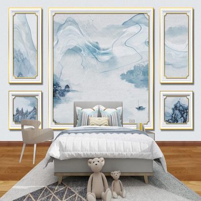 3D Fototapete Abstrakte Natur Goldrahmen Wanddeko Wohnzimmer & Schlafzimme 10342