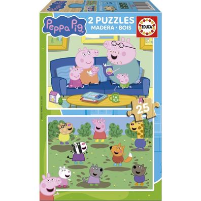 EDUCA Holzpuzzle Peppa II 2x25 dlks