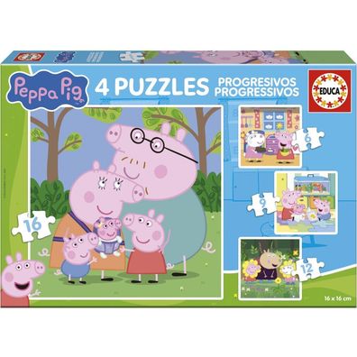 EDUCA Puzzle Peppa Slingshot 4in1 (6,9,12,16 Pixel)