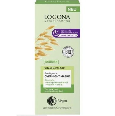 Logona Naturkosmetik - Beruhigende Overnight Maske Hafer & Vitamin F+E - 50 ml