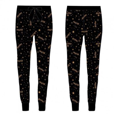 Harry Potter Freizeit- / Pyjama- Hose schwarz mit goldenem Schriftzug,