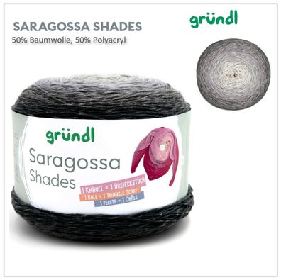 250g Gründl Saragossa Shades Farbverlaufsgarn Stricken Häkeln Baumwolle - dunkelgrau