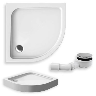 Duschwanne Viertelkreis Acryl PAKO 90x90x5x16 Weiß | Ablaufgarnitur & Füße im SET!