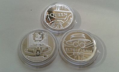 3x2 Pfund Grossbritannien music legends Queen, Elton John The who 3oz 3x1 Unze Silber