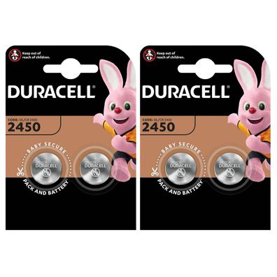 2x Duracell Specialty CR 2450 3V Lithium Batterie Knopfzelle DL2450 im 2er Blister