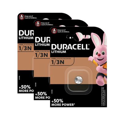 3x Duracell Knopfzelle Batterie Lithium CR1/3N 2L76 CR11108 3V 1er Blister