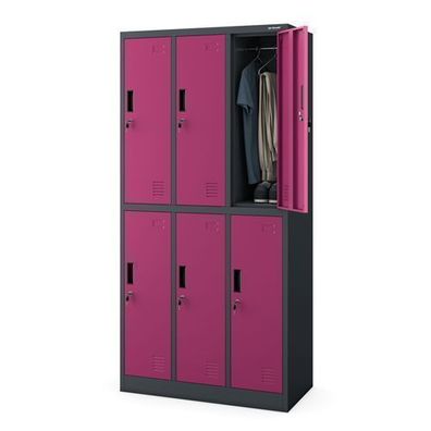 Schließfachschrank Spint Wertfachschrank Umkleideschrank 185x90x45 cm Anthrazit-Rosa