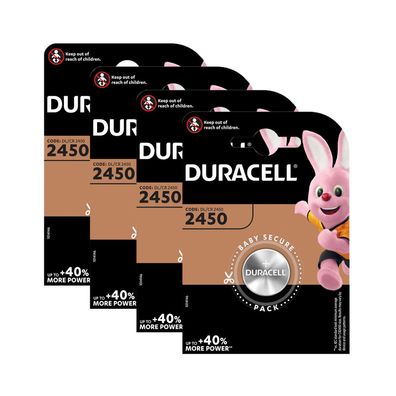 4x Duracell Specialty CR 2450 3V Lithium Batterie Knopfzelle DL2450 im Blister