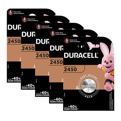 5x Duracell Specialty CR 2450 3V Lithium Batterie Knopfzelle DL2450 im Blister