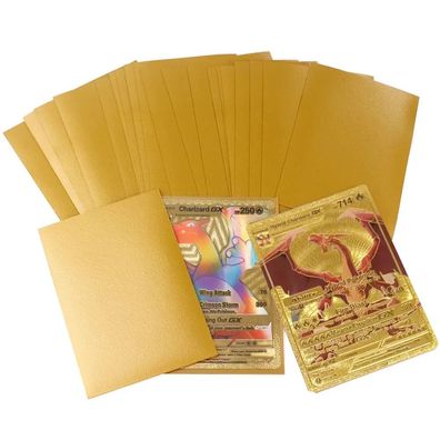 Pokmon Kartenhullen 66x91mm Gold Silber Sleeves Sammelkarten Schutz