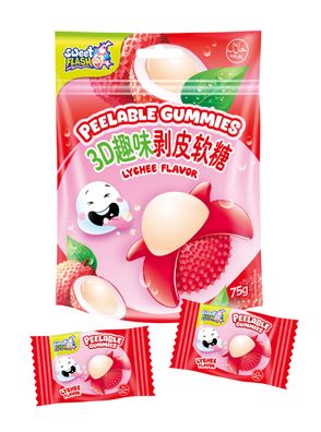 Peelable Gummies Lychee 75 g 15 Beutel Fruchtgummi zum Schälen
