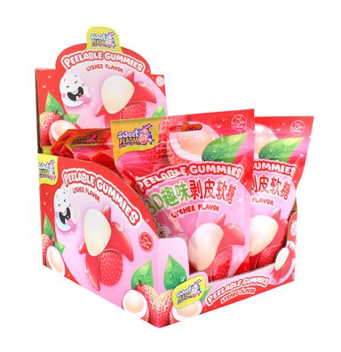 Display Komplett Peelable Gummies Lychee 12 x 75 g Fruchtgummi Bundle