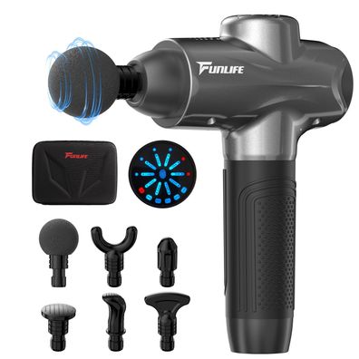 FunLife M6 Massagepistole, 3200RPM Hochleistungsmotor, 12mm Tiefenhub, 6 Massageköpfe