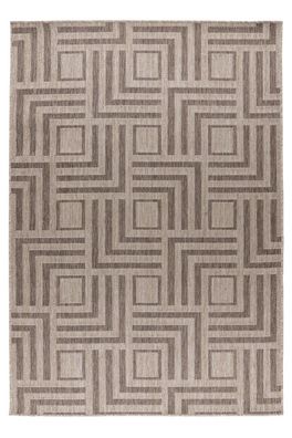 Teppich Höhe 5 mm Kurzflorteppich rechteckig Taupe Indoor Outdoor 4 Größen