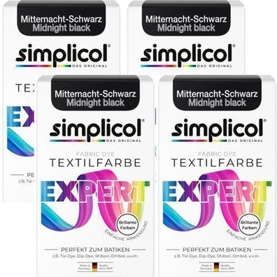 Simplicol Expertenfarbe für Stoffe - Mitternachts Schwarz, 4 x 150 g