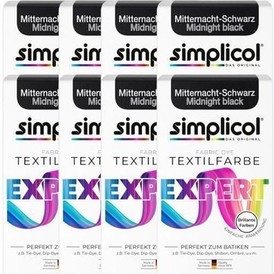 Simplicol Expert Textilfarbe Mitternacht-Schwarz 8 x 150 g