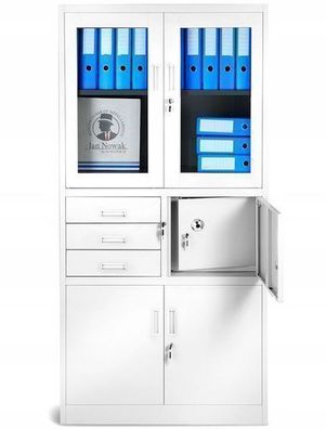 Aktenschrank Büroschrank Metallschrank Tresor Safe Geheimfach 185x90x40 cm Weiß