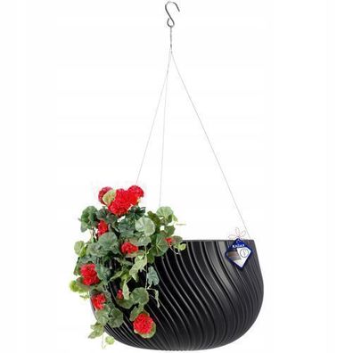 KADAX Hängetopf, Blumenampel mit Kette und Haken, 32 cm, Anthrazit