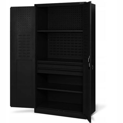 Werkzeugschrank Werkstattschrank Garagenschrank 185 cm x 92 cm x 50 cm: Schwarz