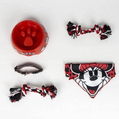 Disney Minnie Mouse Hunde-Willkommensset – 5-teilig mit Napf, Halsband & Zubehör