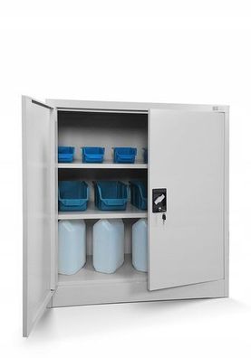 Kleiner Aktenschran Büroschrank mit Flügeltüren 93 x 90 x 40 cm Grau