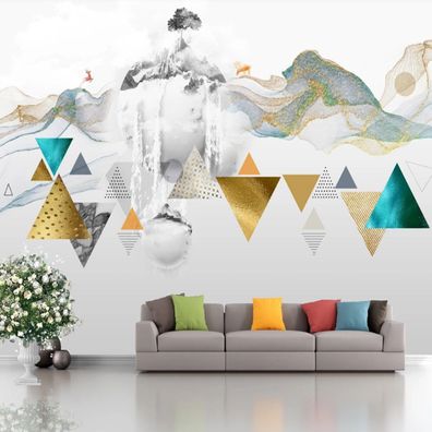 Fototapete Abstrakte Geometrie Gold Wanddeko Wohnzimmer Schlafzimmer 10353