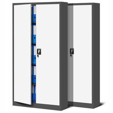 2er Set Aktenschrank Metallschrank Büroschrank 185 x 90 x 40 cm Anthrazit/Weiß