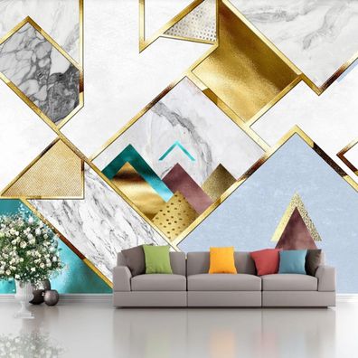 Fototapete Weißer Marmor Gold Geometrie Wanddeko Wohnzimmer Schlafzimmer 10356
