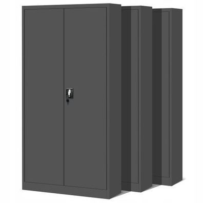 3er Set Aktenschrank Metallschrank Büroschrank 195 cm x 90 cm x 40 cm Anthrazit