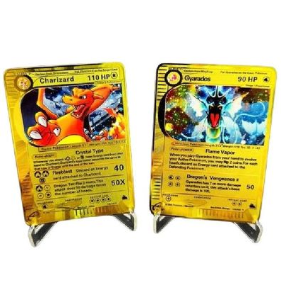 Metall Proxy Karten Pokmon Charizard Gyarados TCG Sammelkarten Sammlung Spielzeug