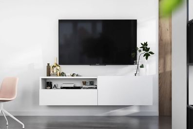 TV Lowboards TV Kommode Industrial Matt mit Schublade TV Board Weiß Möbel Wohnzimmer
