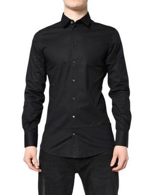 Dolce & Gabbana Black GOLD Cotton Long Sleeves Dress Shirt