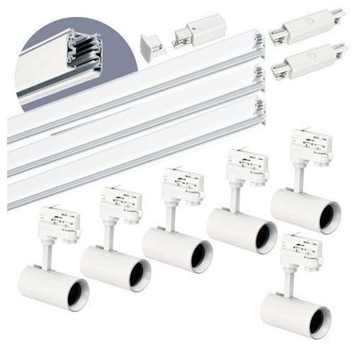 Schienensystem 6xSpots 3x1m Schiene Netzgerät Steckerabdeckung gerader Schalter