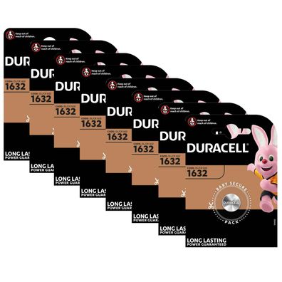 8x Duracell DL1632 CR 1632 3V Lithium Batterie Knopfzelle im Blister