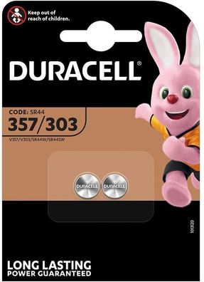 Duracell 357/303 Knopfzelle Batterie V357 V303 SR44 1,5V 2er Blister